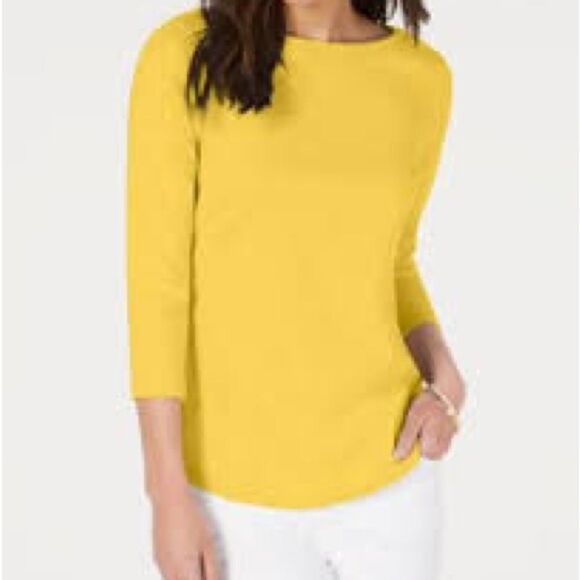 J. Jill Yellow Fitted 3/4 Sleeve Summer Sweater - Picture 1 of 5
